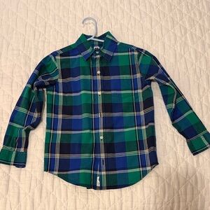 Janie and Jack Blue and Green Plaid Button Down Shirt